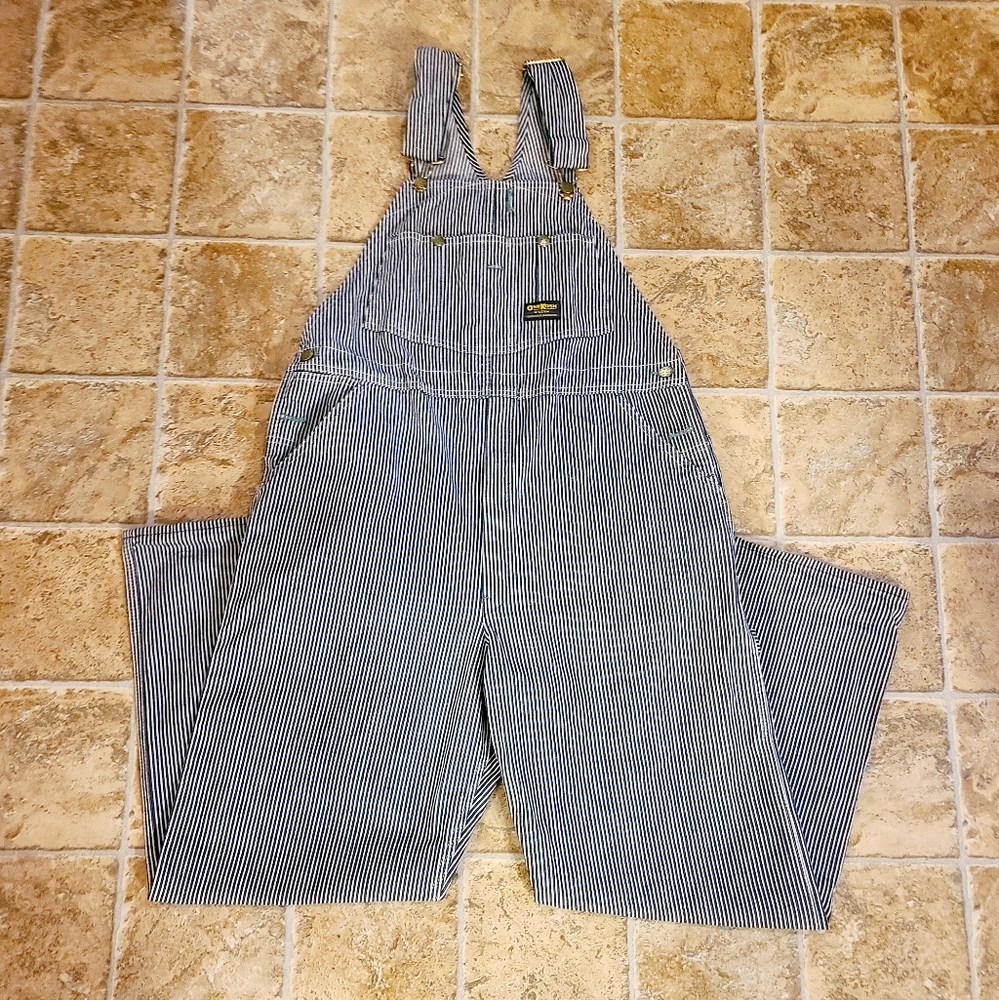 Osh Kosh Mens Striped Denim Bib Overalls Vestbak Union Made